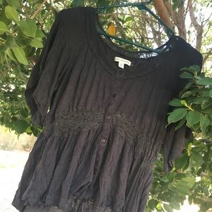 Gray Button Lace American Eagle Top